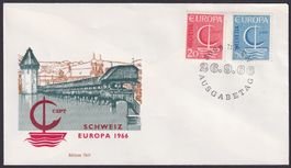 1966 EUROPA FDC im US-Format, illustriert und adresslos