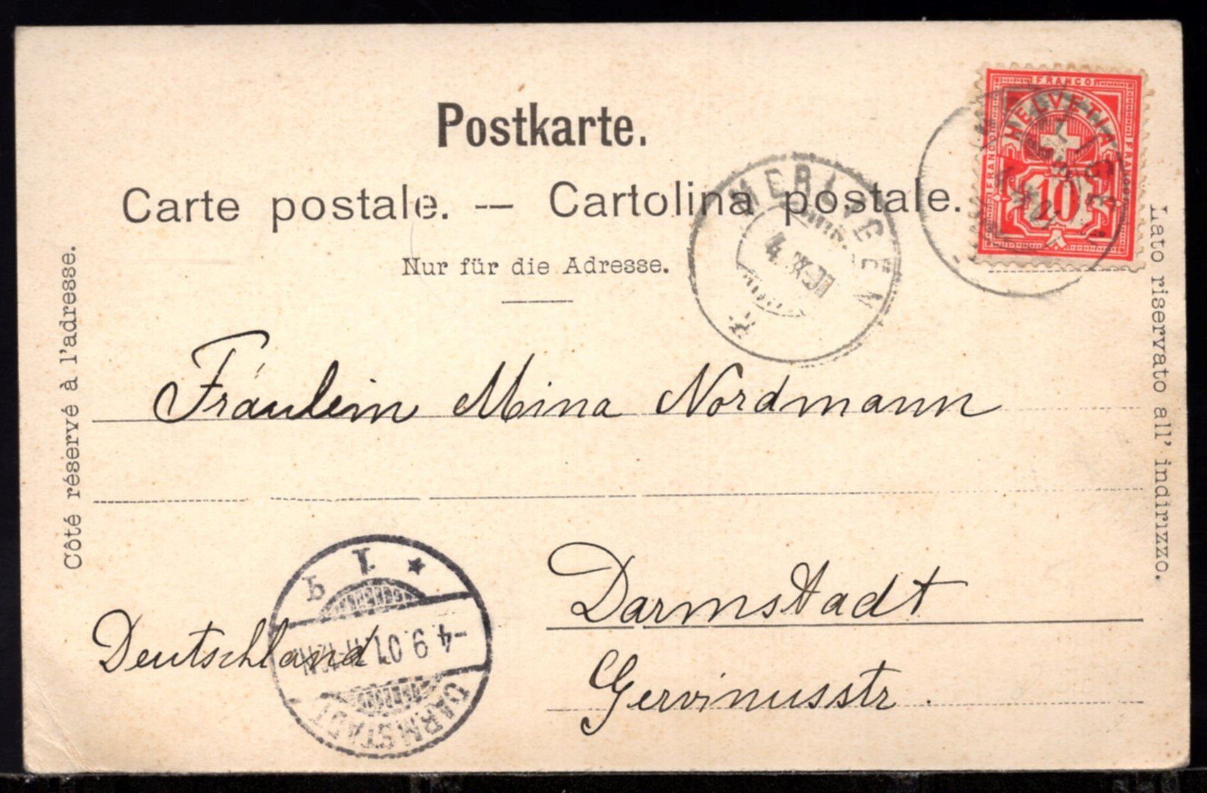 Cartes postales: Merlingen am Thunersee  4.XI. 1901 – D'occasion à Aarau par kufi44 1