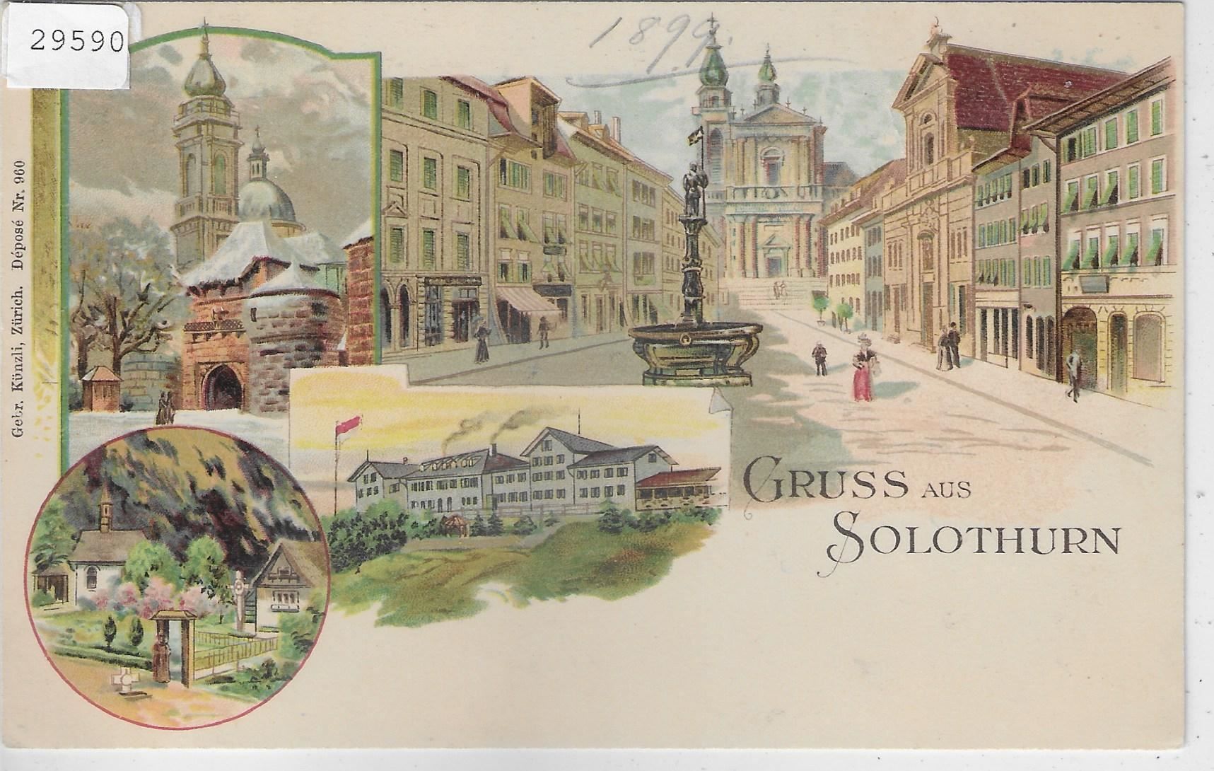 Ansichtskarten: Gruss aus Solothurn - Litho 1900 – Gebraucht aus Ettingen von Kartenplanet