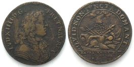 LOUIS XIV. Jeton laiton 1674 EXTRAORDINAIRE DES GVERRES 26mm