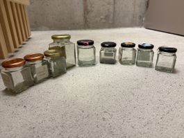 Set mit 9 leeren Gläsern zum Einmachen oder für Gewürze