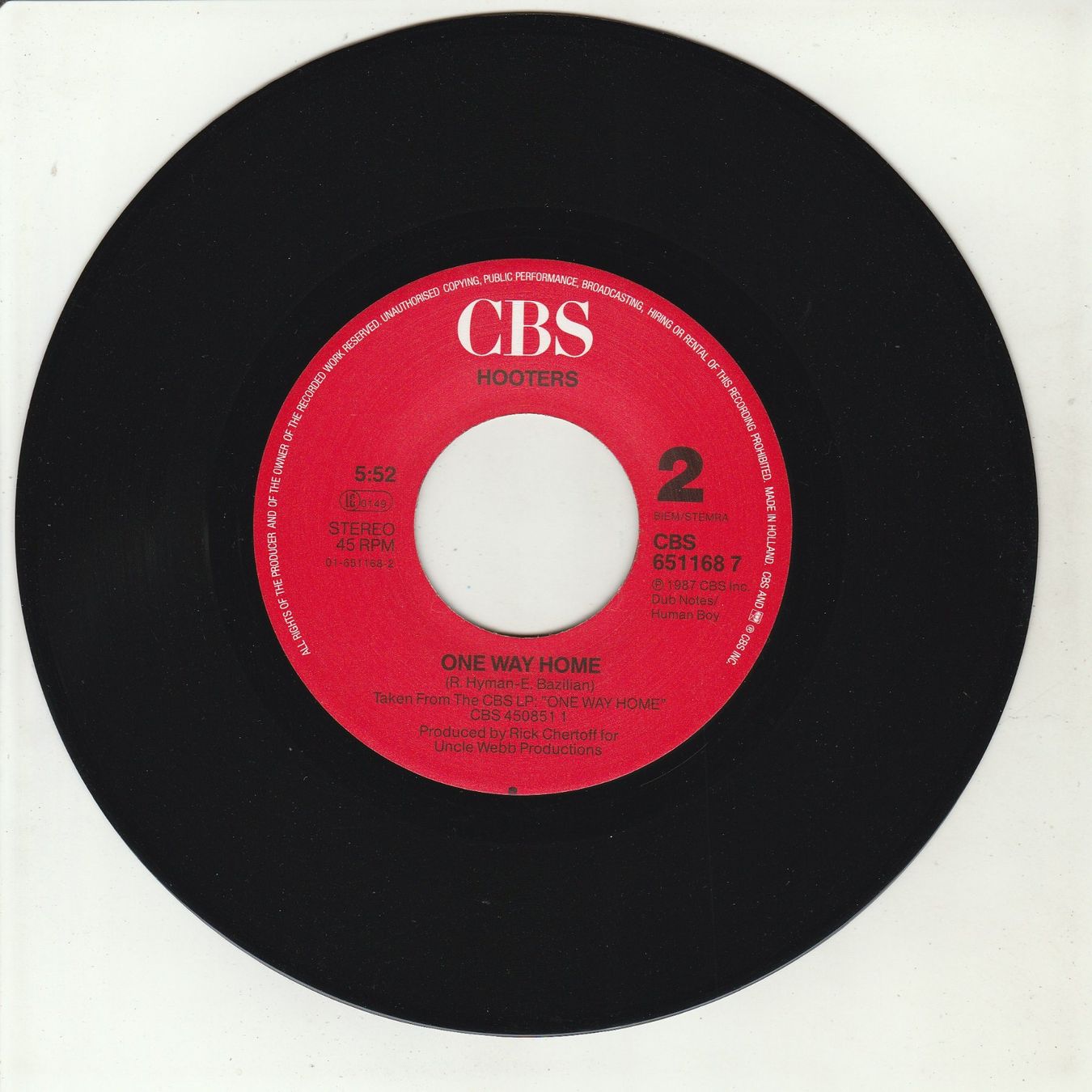 Schallplatten: Hooters - Satellite 7" Vinyl 1987 – Gebraucht aus Tübach von JamesStone 3