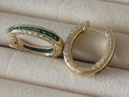 Luxus Elegante Creolen Ohrstecker Ohrschmuck Farbe:Gold/Grün