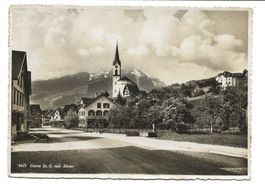 Gams (SG) Rheintal - Dorfpartie mit Kirche - Sparkasse  1941
