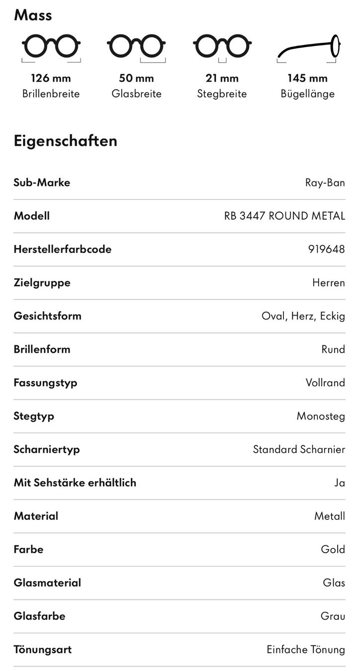 Ray-Ban Brillen & Gläser: RAY-BAN Sonnenbrille RB 3447 – Gebraucht aus Degersheim von Starkigel 6