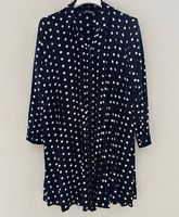 Zara Hemdblusenkleid mit Polka-Dots, schwarz-weiß, Größe S