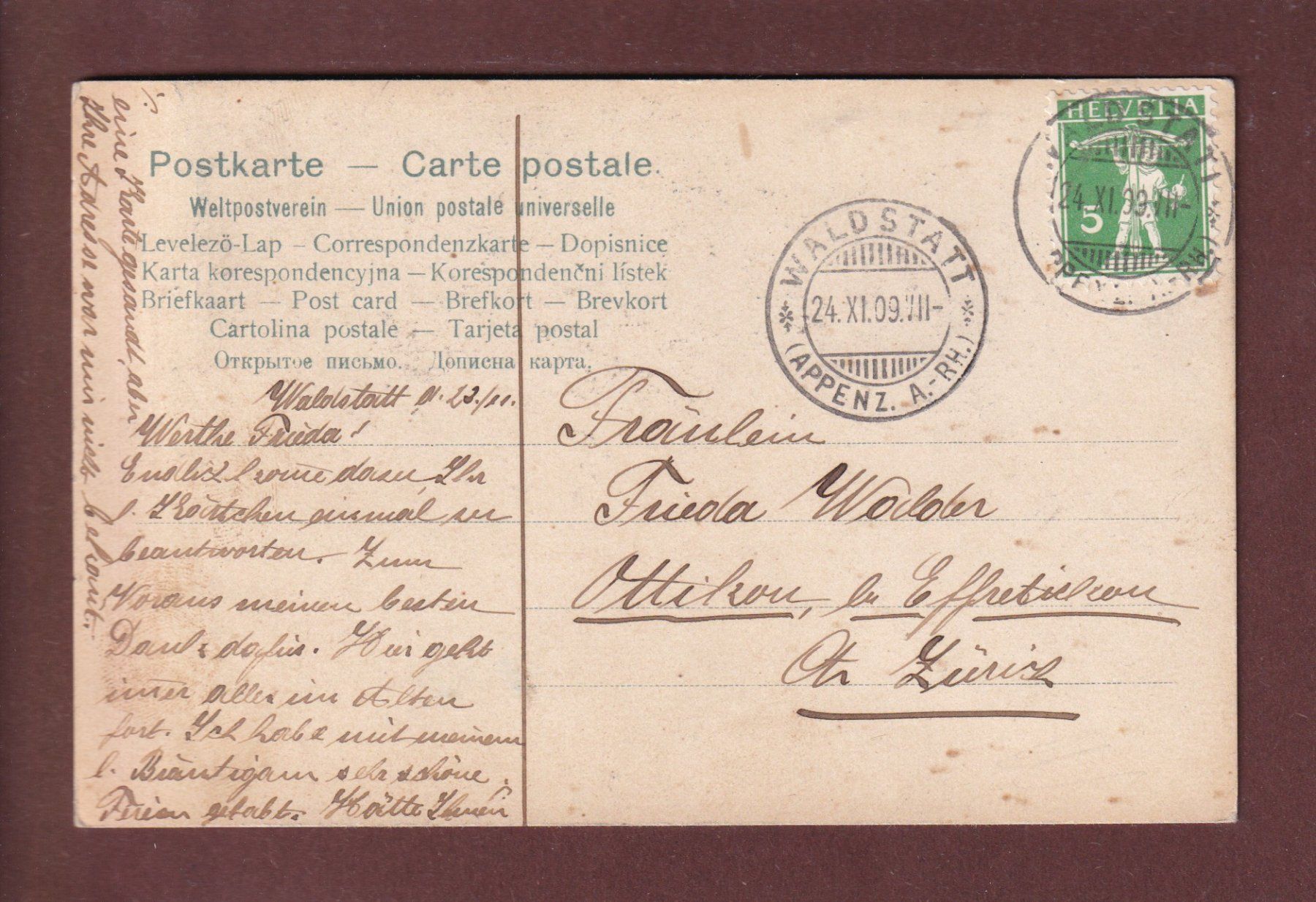 Cartoline postali: APPENZELL - Tracht - 1909 – Usato da Pully venduto da nicecards 1