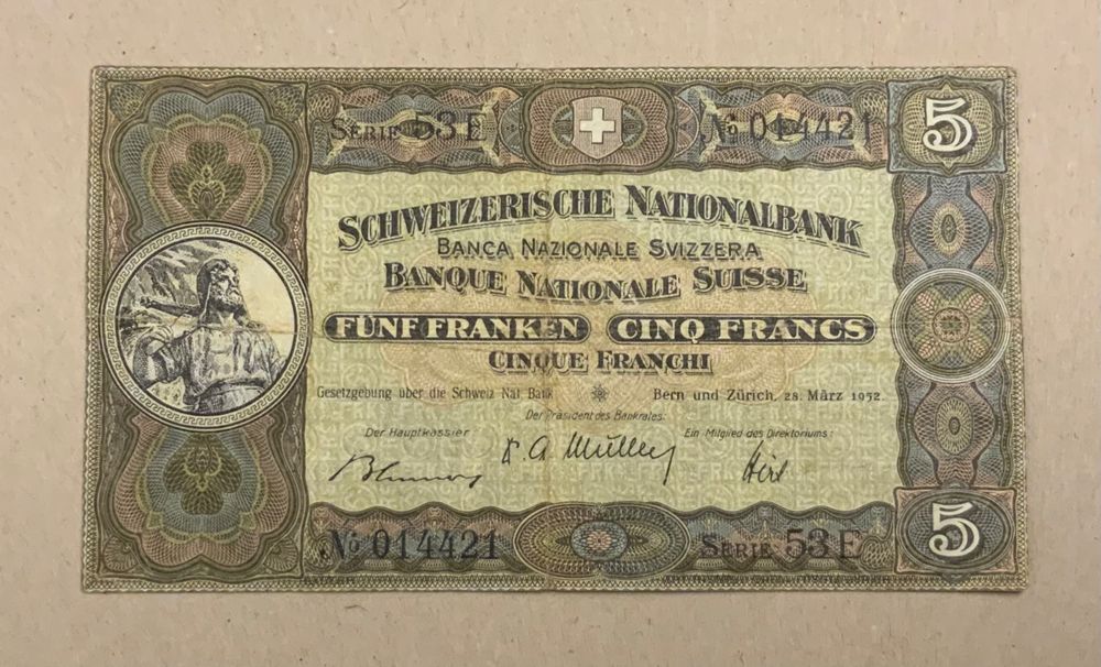 5er Nötli / 5Fr Note Serie 53E (Gebraucht) in Serneus für CHF 9 – mit ...