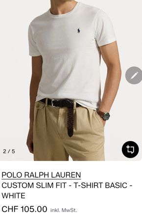 Polo Ralph Lauren T-Shirt Custom Slim Fit, hellcrem in Gr. L