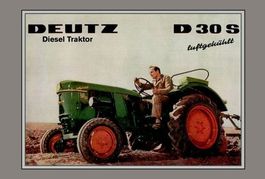 Blechschild-DEUTZ DIESEL TRAKTOR D30S BEIM PFLÜGEN