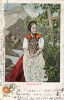 Vulpera  GR  -  Trachtenfrau / Bündnertracht   um  1 9 0 2