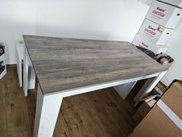 Esstisch mit Sitzbank Holzoptik grau weiss guter Zustand