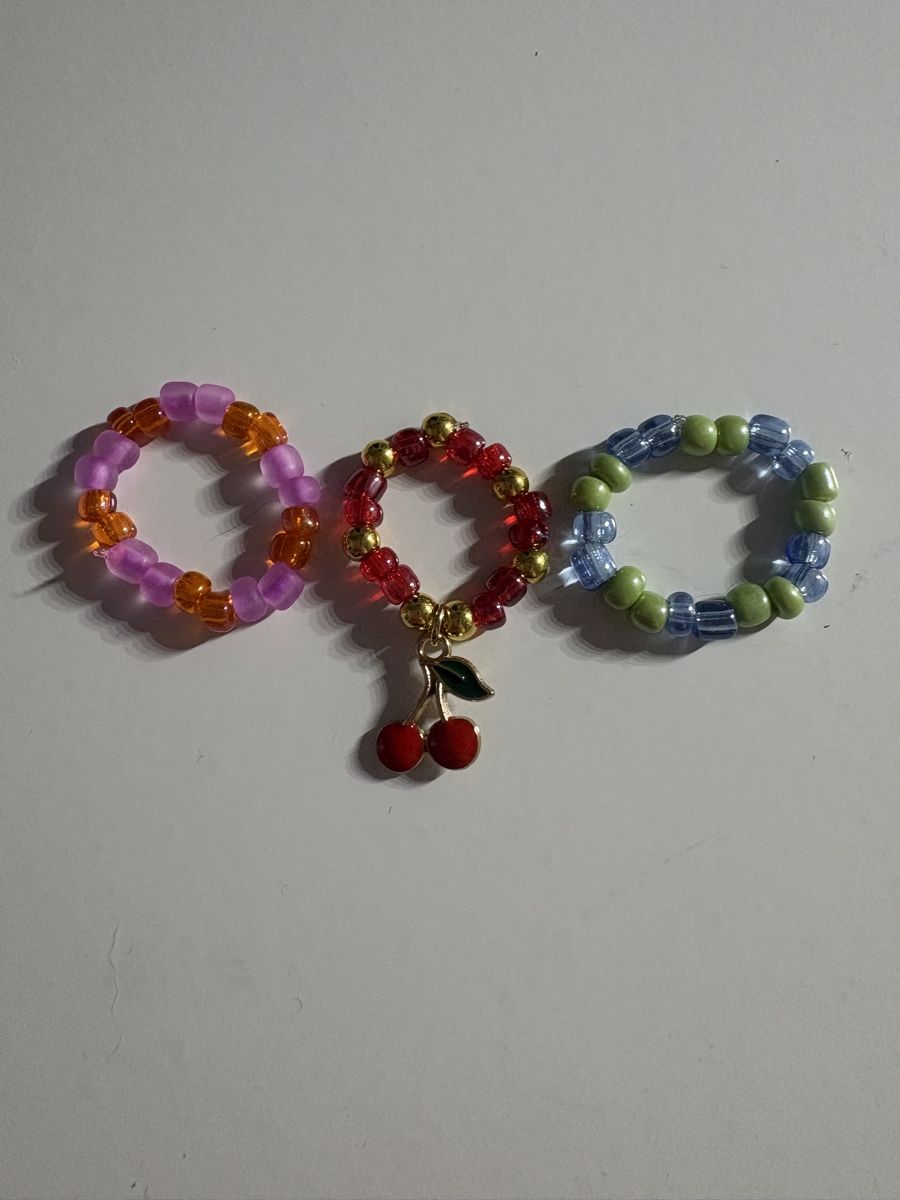 Anelli: 3er Set handgemachte Perlenringe, Unikat Schmuck – Nuovo (secondo la descrizione) da Winterthur venduto da nik_pr58