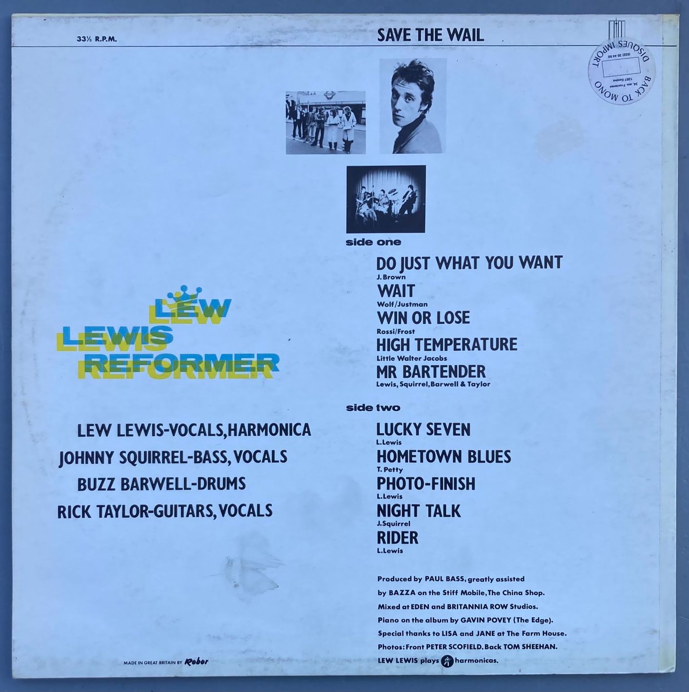 Schallplatten: LEW LEWIS REFORMER - SAVE THE WAIL – Gebraucht aus Poliez-Pittet von Newtown-Records 1