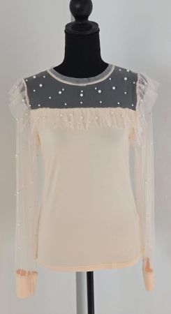 Elegante Damenbluse mit Perlen - Neu ! Gr. M