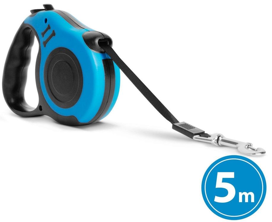 Fixierbare Hundeleine 5m - Blaue Laufleine Mit Karabinerhaken
