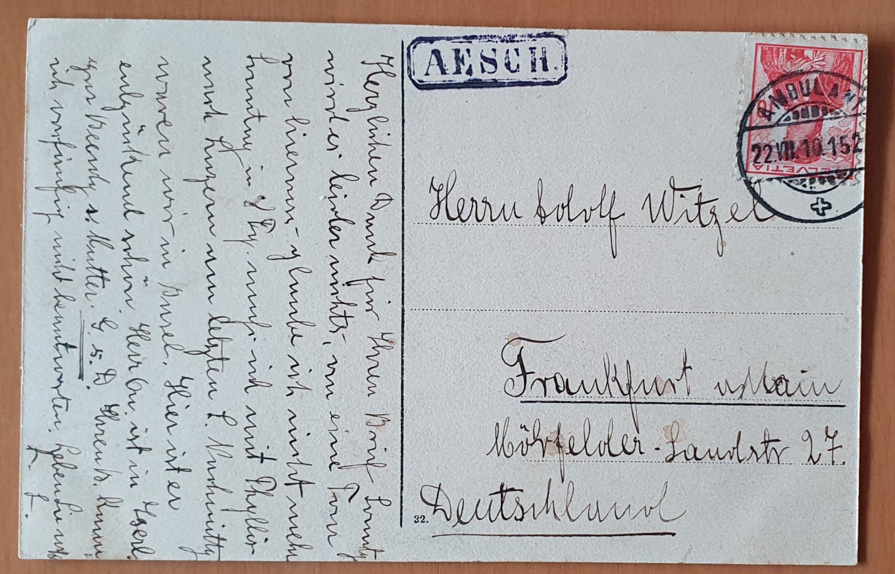 Cartoline postali: Basel 1910 - Barfüsserplatz, mit Bahnpoststempel u. AESCH – Usato da Kreuzlingen venduto da Rschweiz1 1