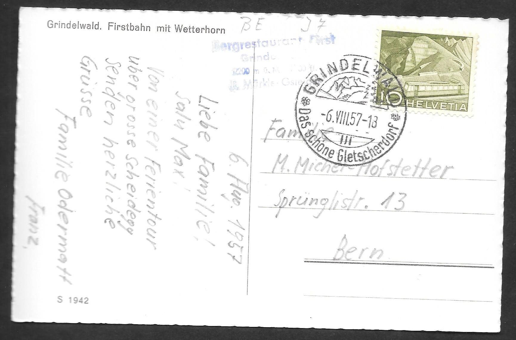 Cartoline postali: Grindelwald Firstbahn mit Wetterhorn – Usato da Olten venduto da clotaldi 1