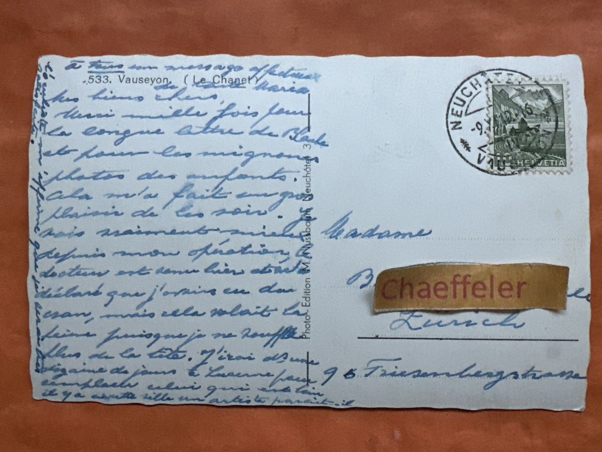 Cartoline postali: 533. Vauseron ( Le Chanet) mit Briefmark – Usato da Zürich venduto da Chaeffeler 1