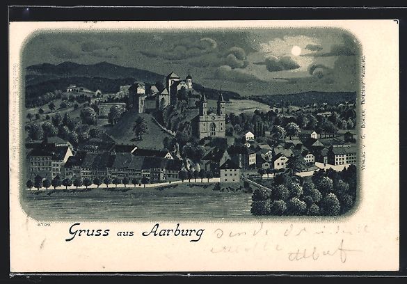 Ansichtskarten: Mondschein-Lithographie Aarburg, Ortsans – Gebraucht aus Berlin von bartko-reher