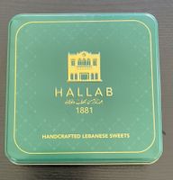Blechdose Dose Behälter HALLAB grün Klappdeckel Blech Metall