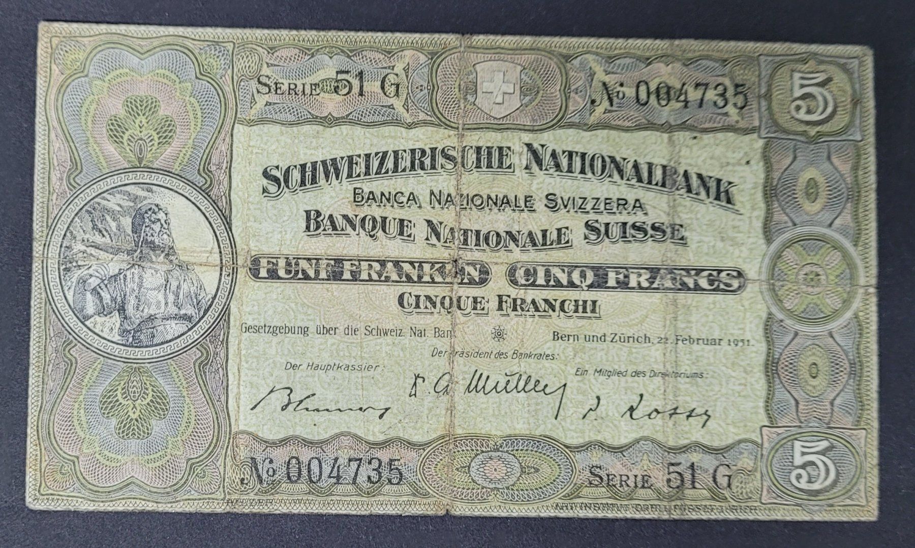 Banconote: 5 SCHWEIZER FRANKEN 1951 – Usato da Mumpf venduto da antonio_schweiz_961