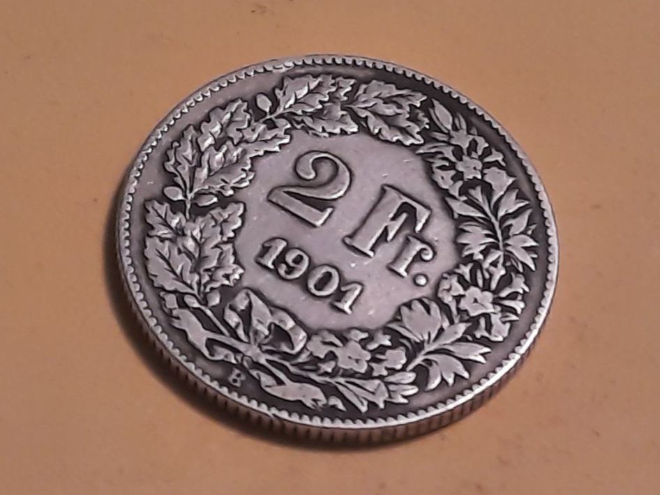 Tutti le monete: Schweiz 2 Franken 1901 B Silber ***Auflage 50'000 Stück*** – Usato da Buchs SG venduto da numispatica 3