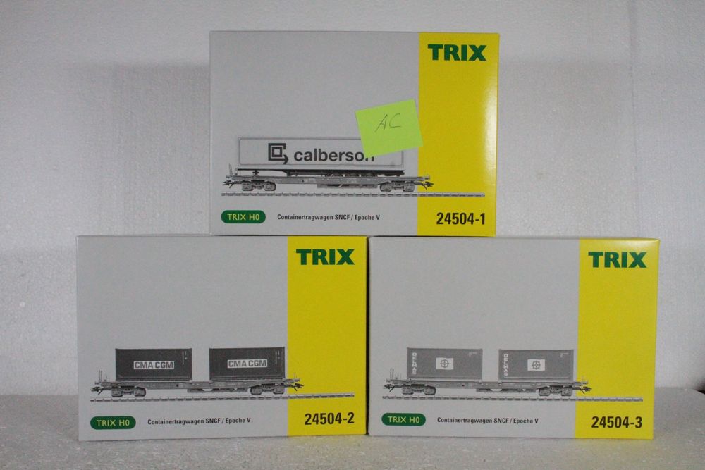 Coffret Trix 24504 - 3 Wagons Kangourou Pour Containers - Échelle HO - Occasion