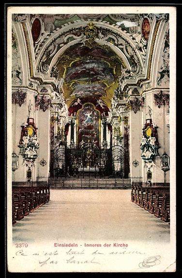 Cartes postales: Lithographie Einsiedeln, Inneres der Kirche – D'occasion à Berlin par bartko-reher