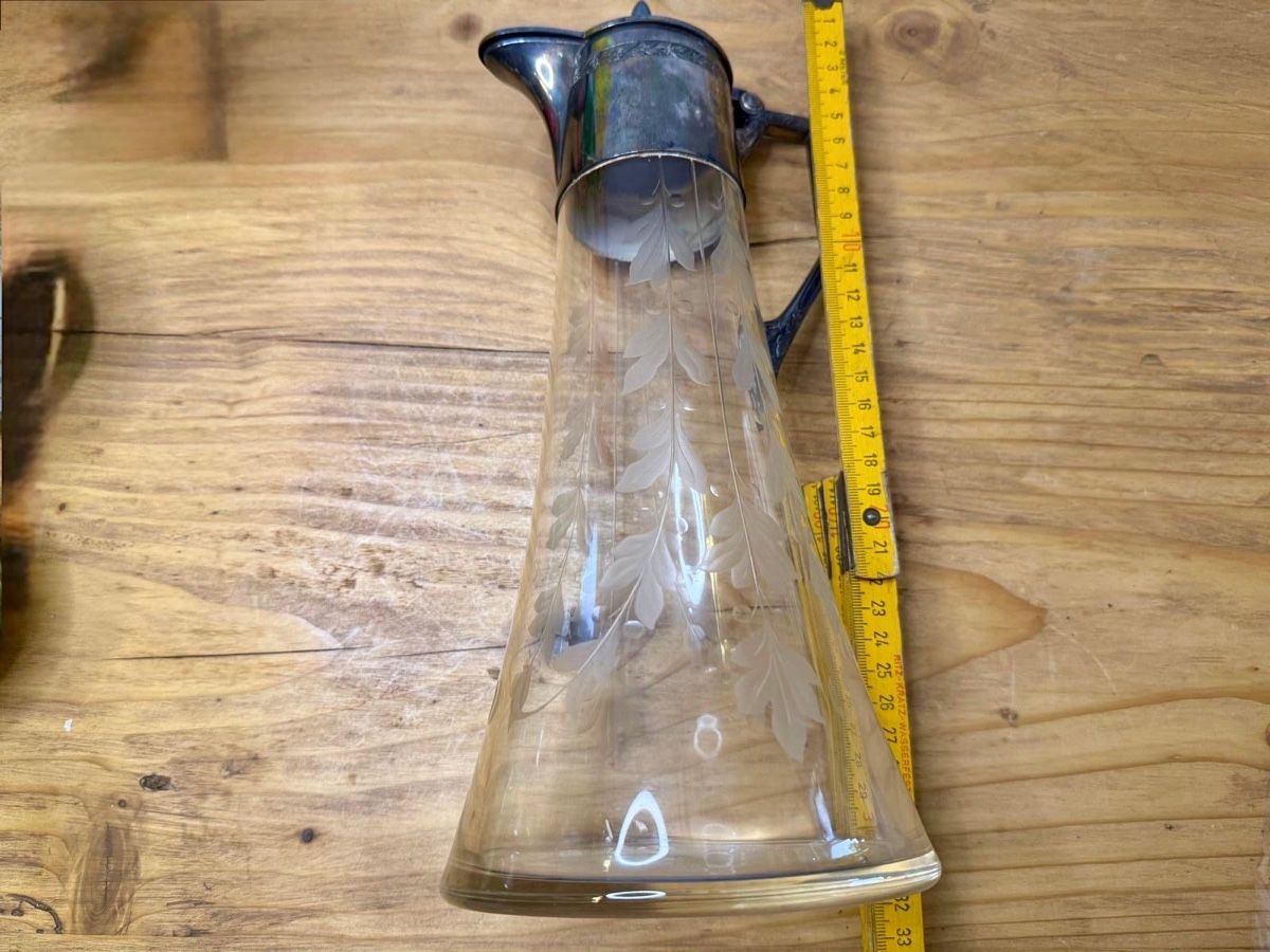 Caraffe: Jugendstil Glaskaraffe Kristall / Versilbert Vintage – Usato da Lamone venduto da Birth-Gramm-Antiques 6
