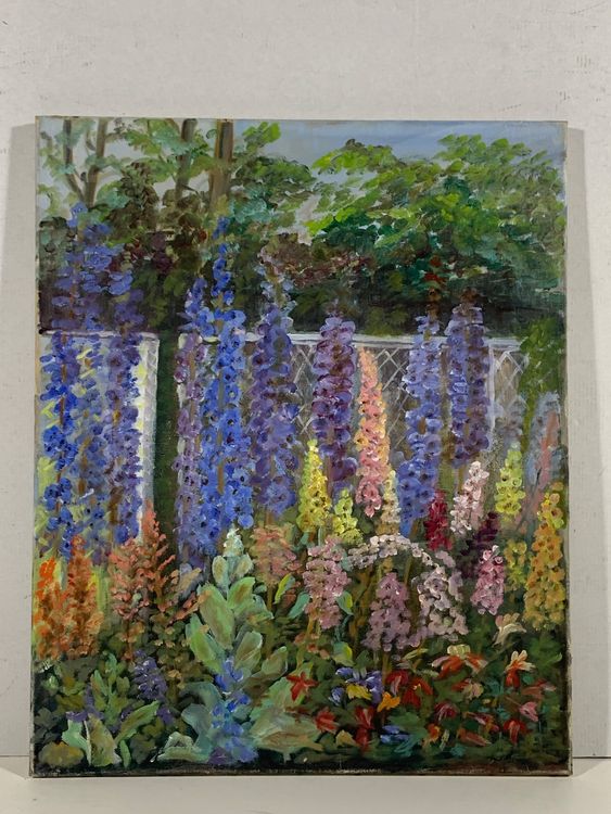 Gemälde Garten Szene mit Blumen Kaufen auf Ricardo