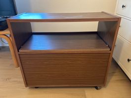 Retro TV-Möbel / Rollcontainer, Nussbaum-Design