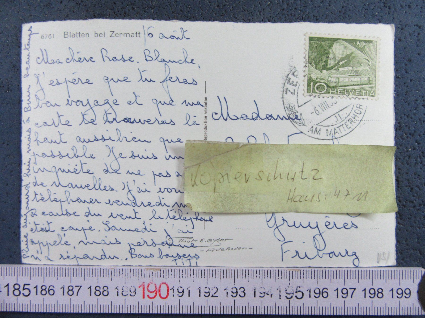 Cartoline postali: BLATTEN VS AK BEI ZERMATT 1956 – Usato da Ettingen venduto da Hausi4711 1
