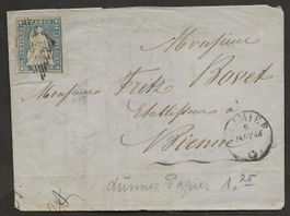 Schweiz 1856 STRUBEL Rauten St. Imier Biel dünnes Papier?