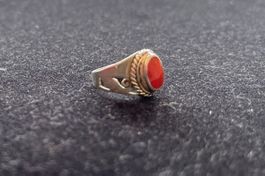 Ring Silber Silberring Koralle rot 925 Silber 16mm 50