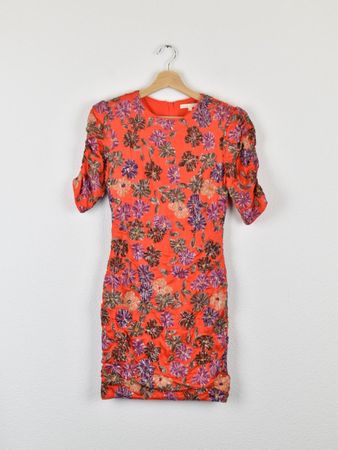 Maje Minikleid, Gr.34, Blumen & Pailletten