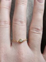 Goldener Ring mit funkelndem Zirkonia 925 Silber , Gr. 7 US