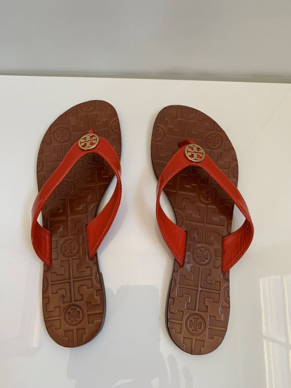 Tory Burch Damenschuhe: TORY BURCH: Orange Leder-Zehen-Sandale, 37 – Gebraucht aus Luzern von paulablue 1