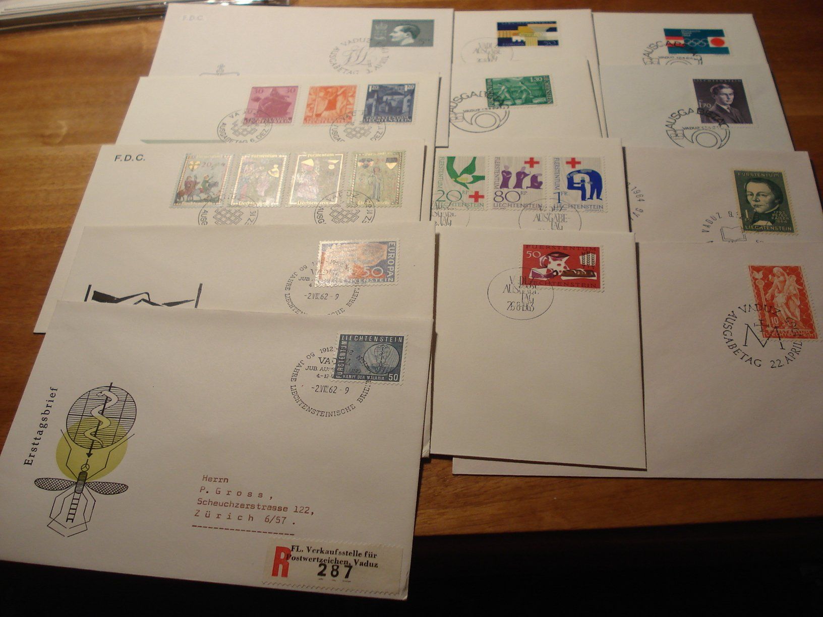 Tutti i francobolli: 13 ältere FDC Liechtenstein, um 1964 – Usato da Niederwil AG venduto da morostahu 2
