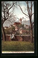 AK Thun, Kirche mit Stockhorn, 1908