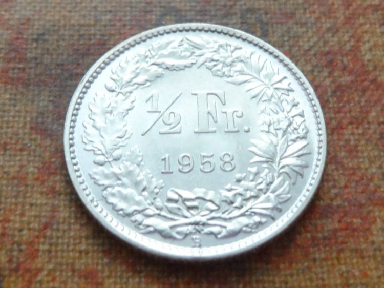 Alle Münzen: 1/2 Fr. 1958 – Gebraucht aus Romanel-sur-Lausanne von Swift13
