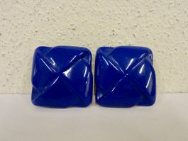 Vintage Ohrclips Clips Ohrschmuck Blau 60er 70er 80er Jahre