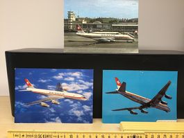 3 Swissair Postkarten Flugzeuge DC-8 Retro Vintage