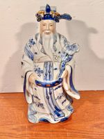 Vintage Blue & White Porcelain Dignitary Figurine 