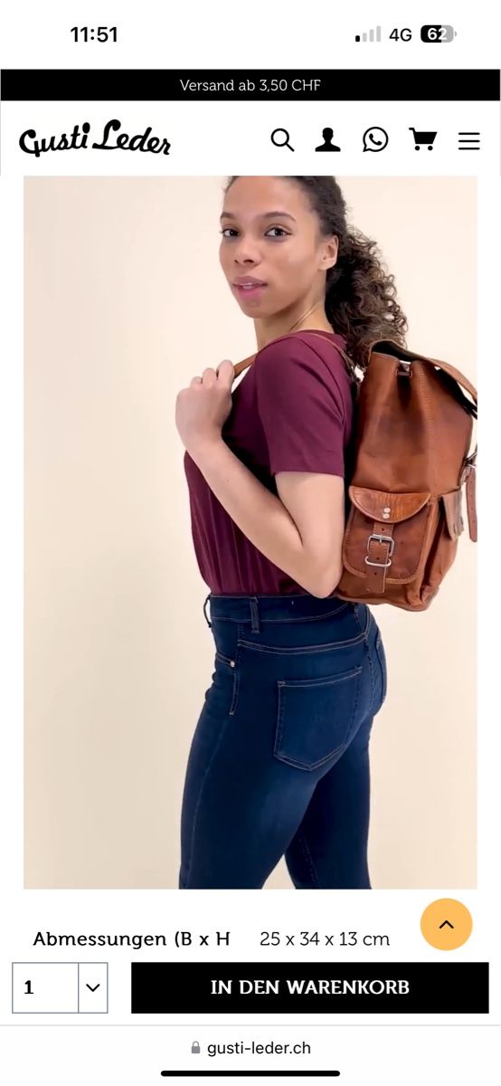 Zaini: Lederrucksack Vintage – Nuovo e nell'imballaggio originale da Zollikofen venduto da AureusManus 1