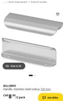 IKEA BILLSBRO Möbelgriffe 120 mm Aluminiumfarben 2 Stück neu