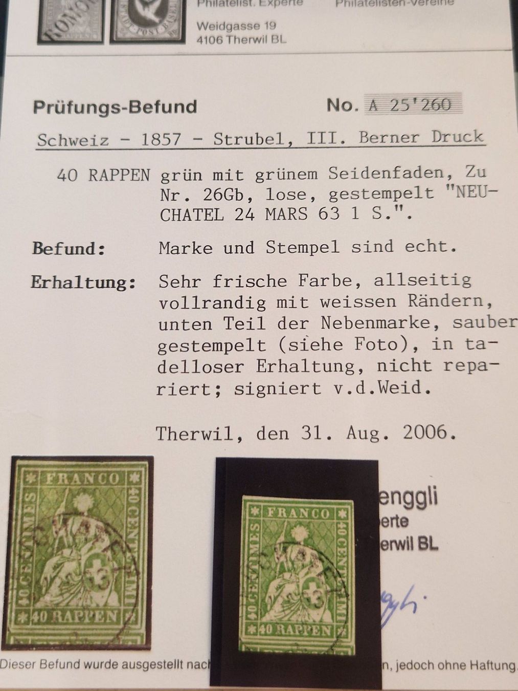 Tutti i francobolli: Strubel 26Gb, Befund, tadellos, ab 1.- – Usato da Burgdorf venduto da Glossy01