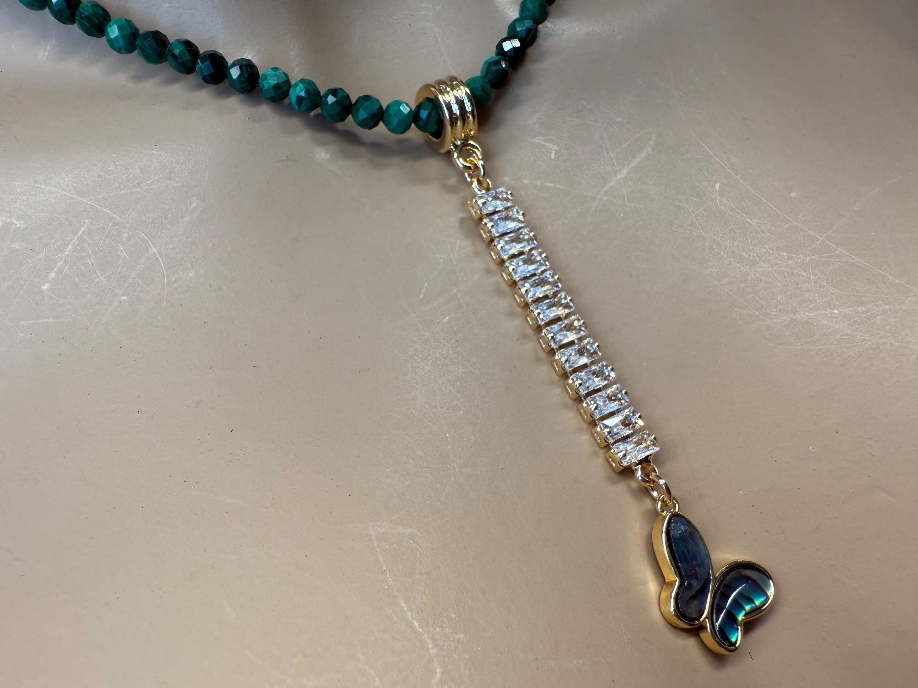 Catenine: Malachit Kette Halskette Collier Schmetterling Halsschmuck – Nuovo (secondo la descrizione) da Rotkreuz venduto da beltraum 7