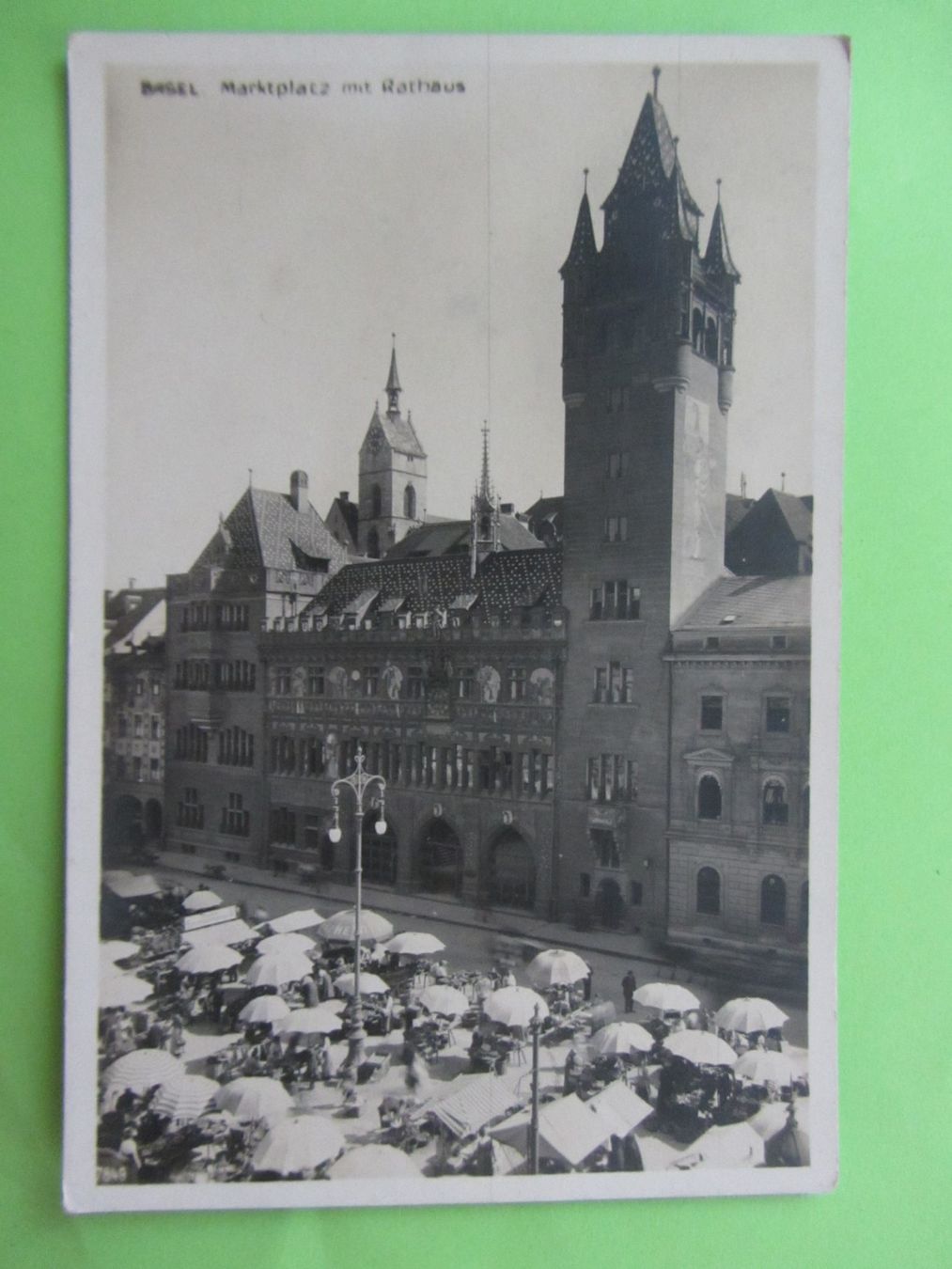 Ansichtskarten: Ansichtskarte, Basel, Marktplatz mit Rathaus – Gebraucht aus Malters von Hausi88