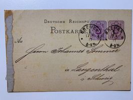 Postkarte von Bremen nach Langenthal 17.09.1877